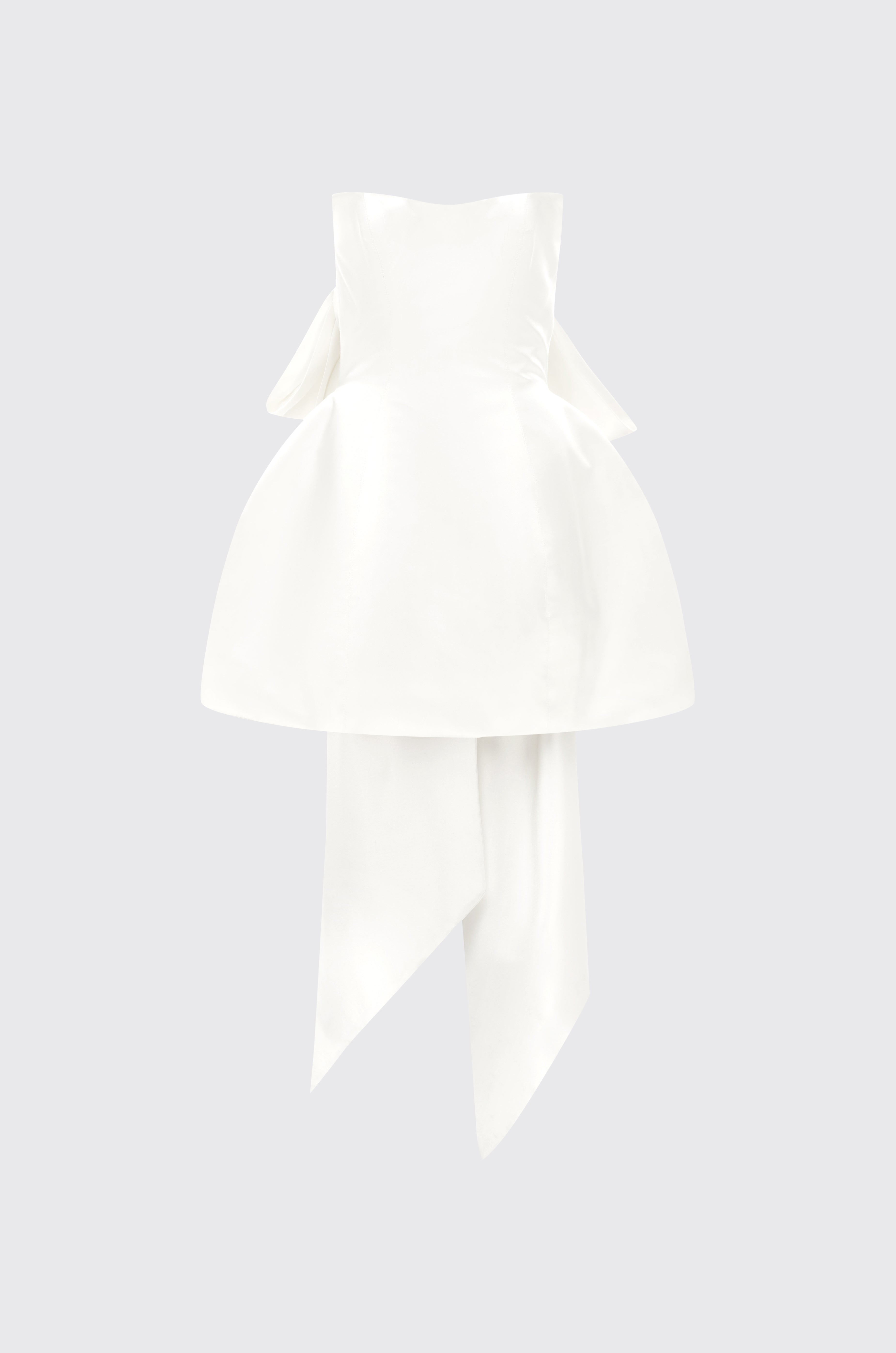 Mini Satin Bow Dress - White
