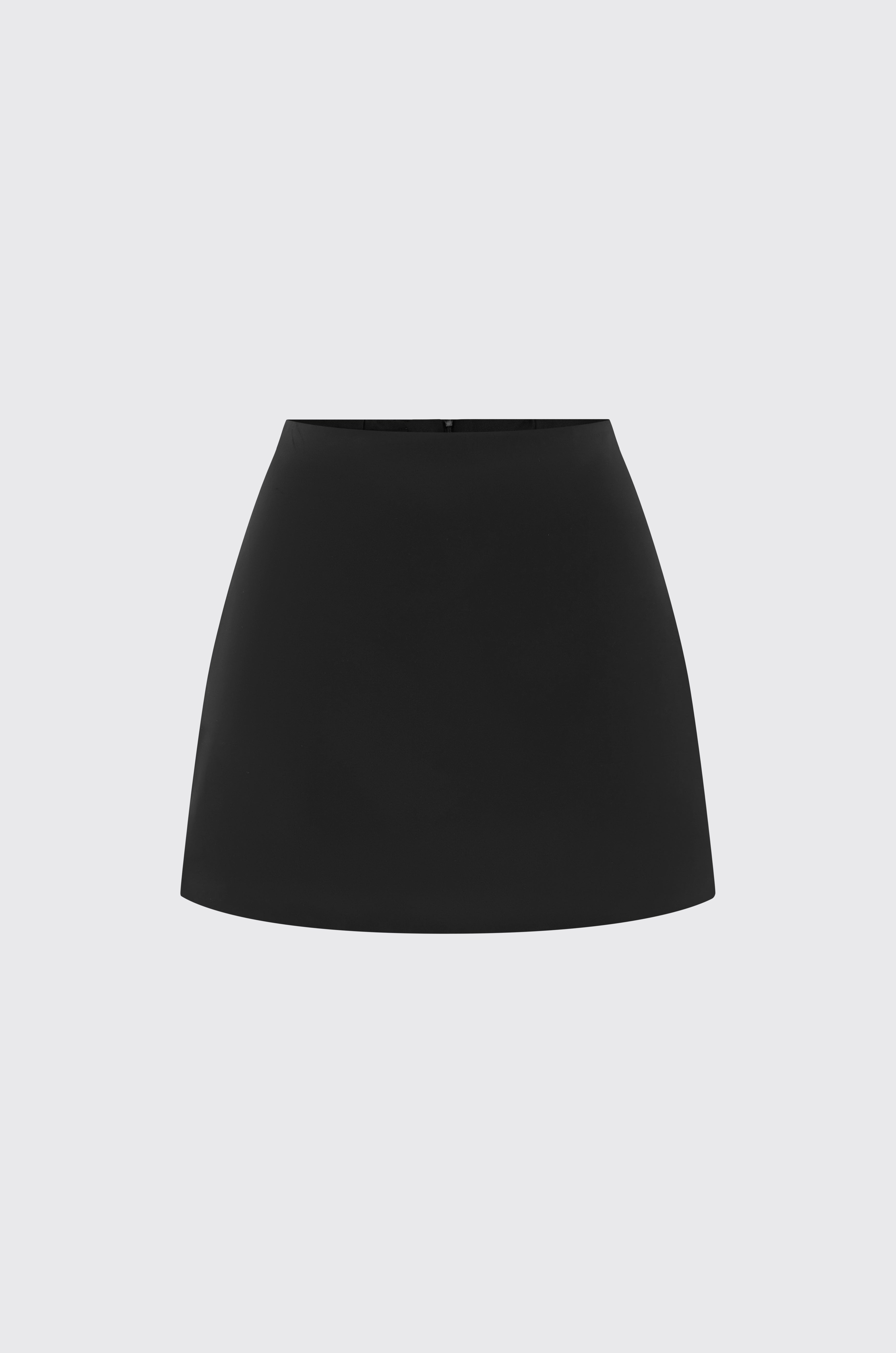 Mini Darted Satin Skirt - Black